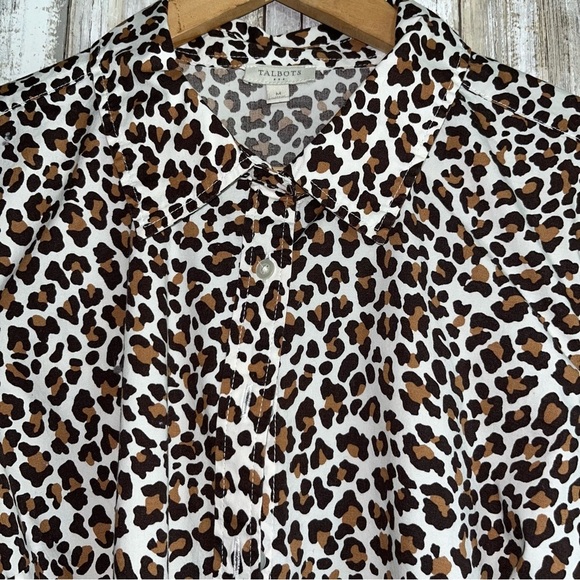Talbots Leopard Print Cotton Button Down - Picture 2 of 5